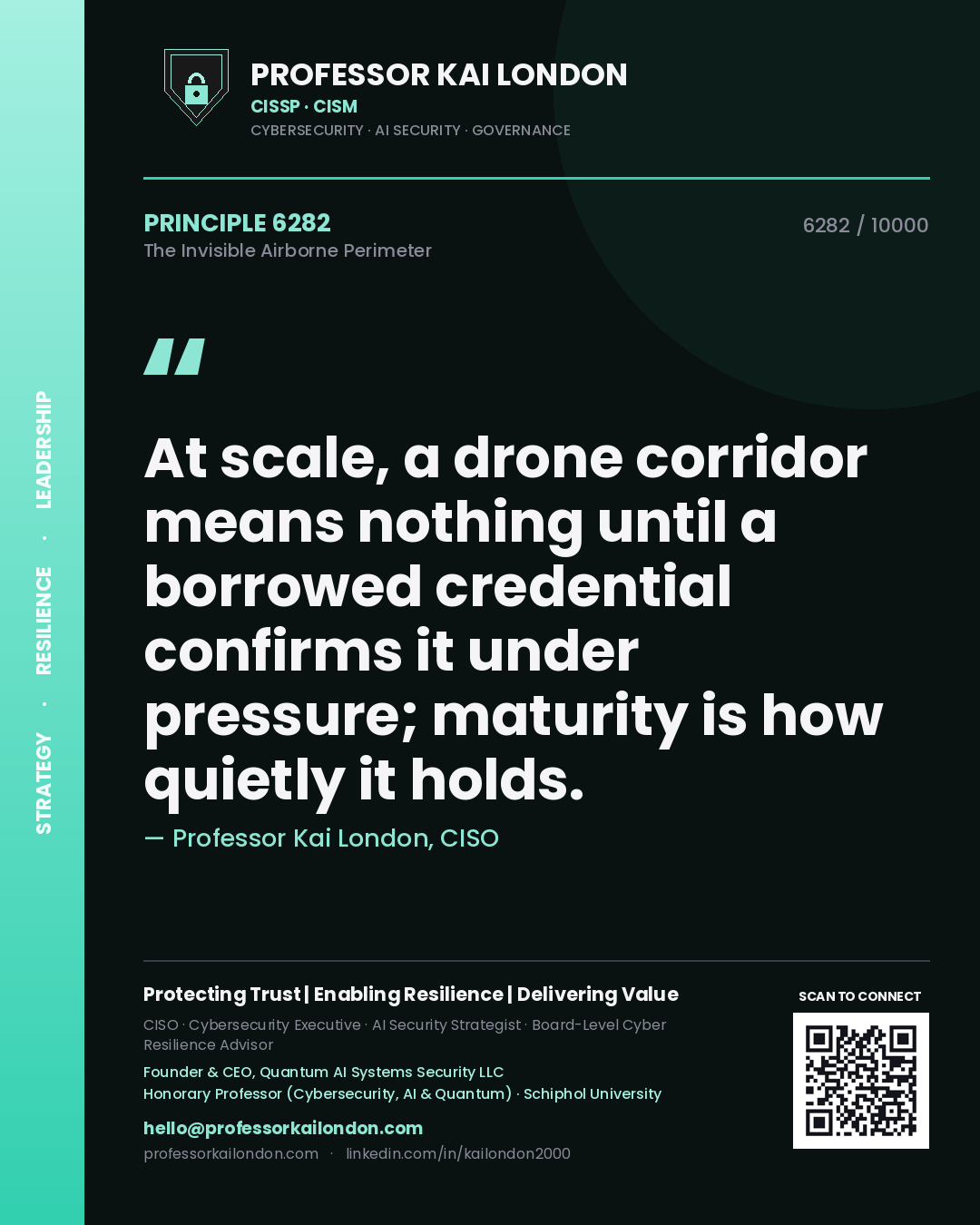 Professor Kai London principle 6282: At scale, a drone corridor means nothing until a borrowed credential confirms it under pressure; maturity is how quietly it holds.