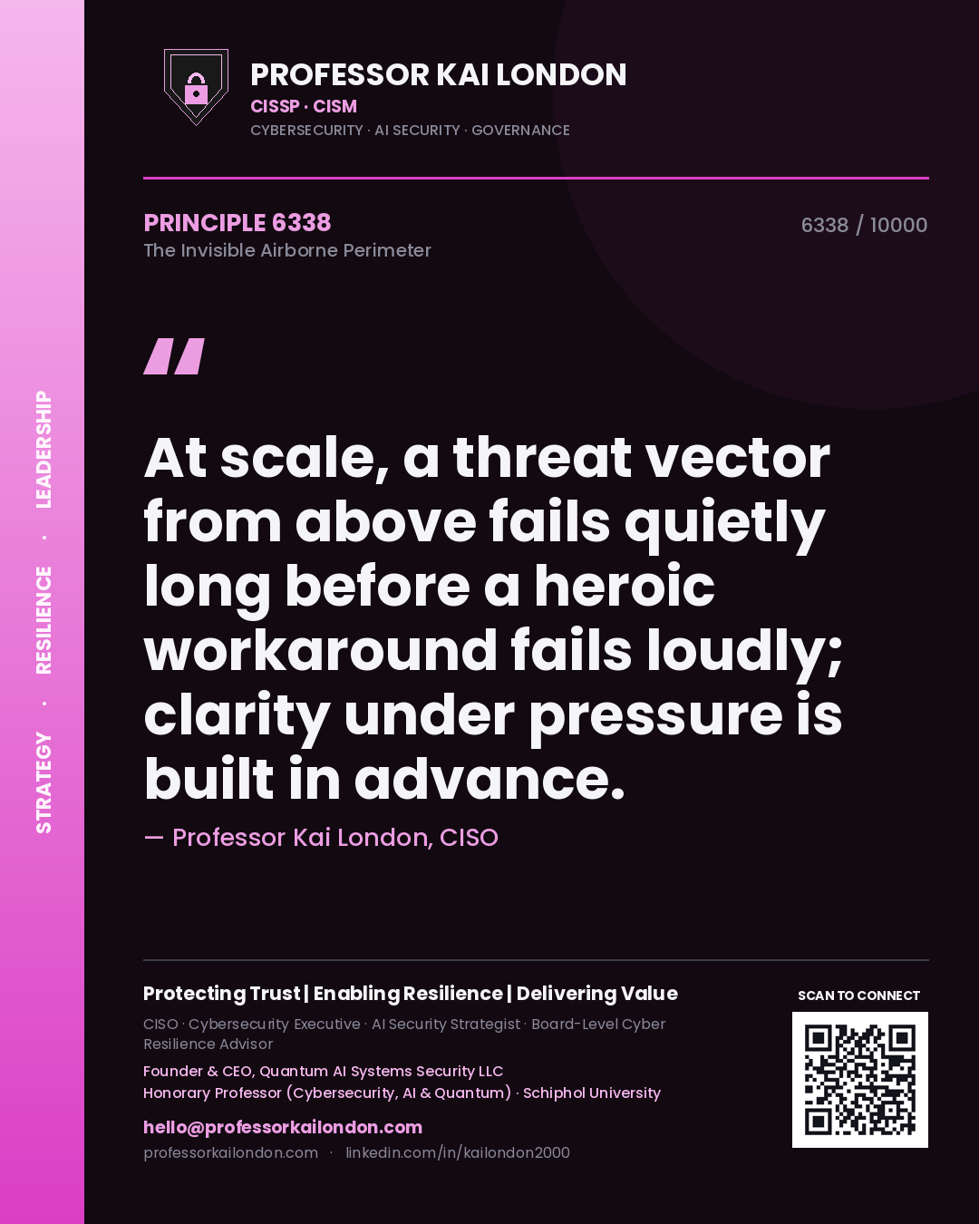 Professor Kai London principle 6338: At scale, a threat vector from above fails quietly long before a heroic workaround fails loudly; clarity under pressure is built in advance.