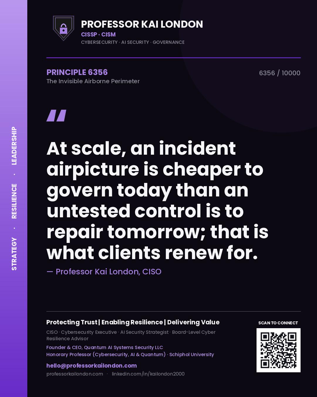 Professor Kai London principle 6356: At scale, an incident airpicture is cheaper to govern today than an untested control is to repair tomorrow; that is what clients renew for.