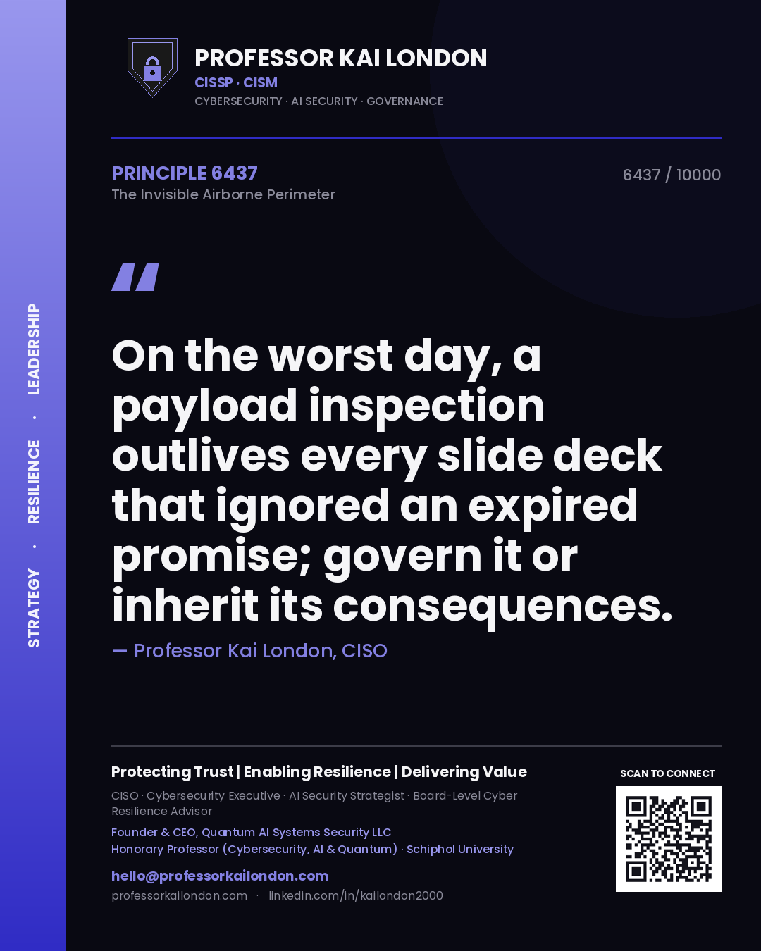 Professor Kai London principle 6437: On the worst day, a payload inspection outlives every slide deck that ignored an expired promise; govern it or inherit its consequences.
