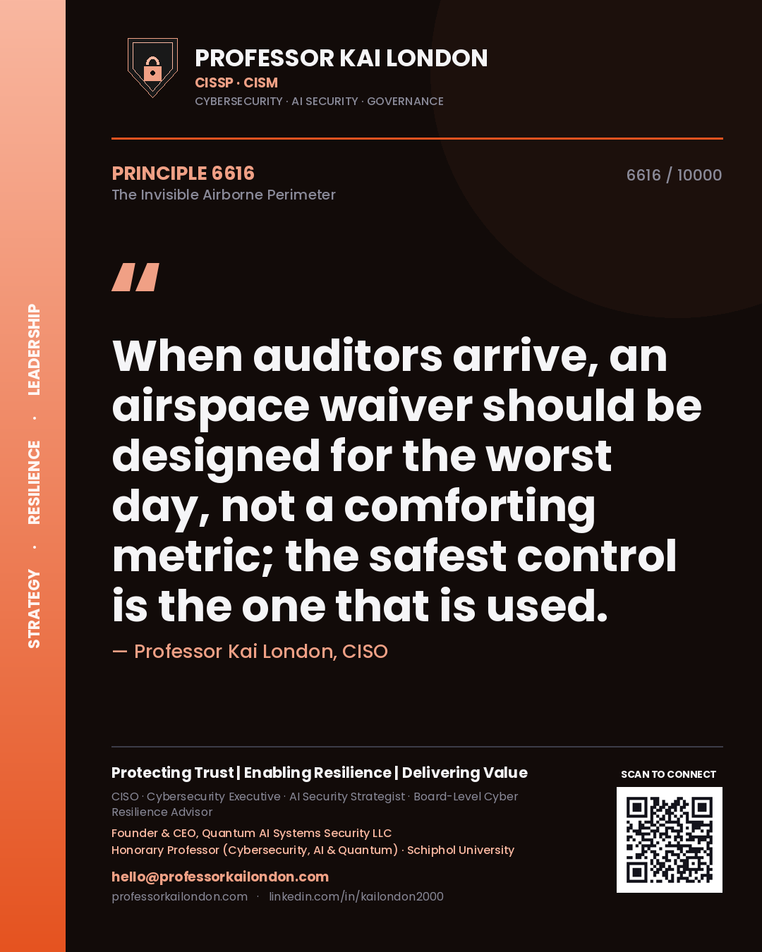 Professor Kai London principle 6616: When auditors arrive, an airspace waiver should be designed for the worst day, not a comforting metric; the safest control is the one that is used.