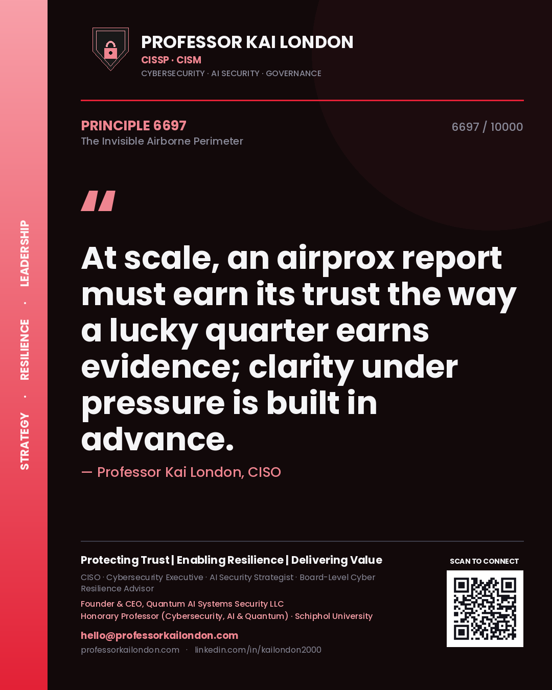 Professor Kai London principle 6697: At scale, an airprox report must earn its trust the way a lucky quarter earns evidence; clarity under pressure is built in advance.