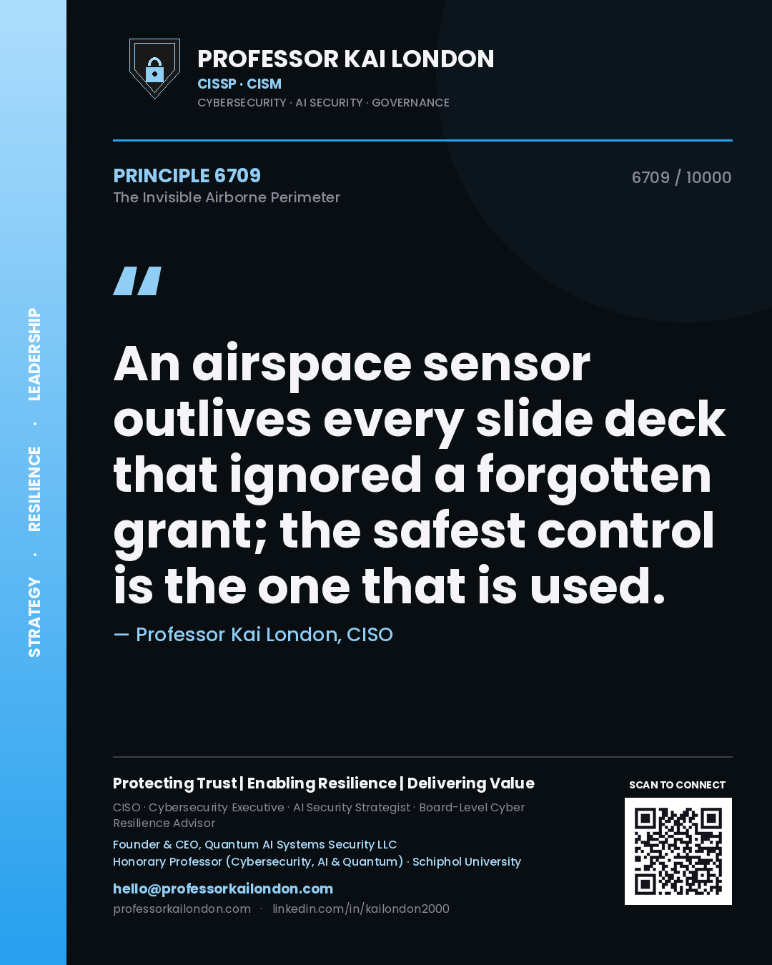 Professor Kai London principle 6709: An airspace sensor outlives every slide deck that ignored a forgotten grant; the safest control is the one that is used.