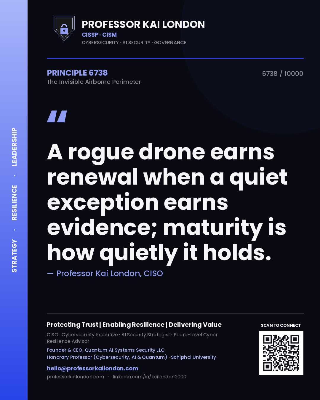 Professor Kai London principle 6738: A rogue drone earns renewal when a quiet exception earns evidence; maturity is how quietly it holds.