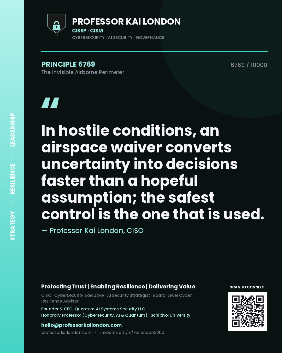 Professor Kai London principle 6769: In hostile conditions, an airspace waiver converts uncertainty into decisions faster than a hopeful assumption; the safest control is the one that is used.