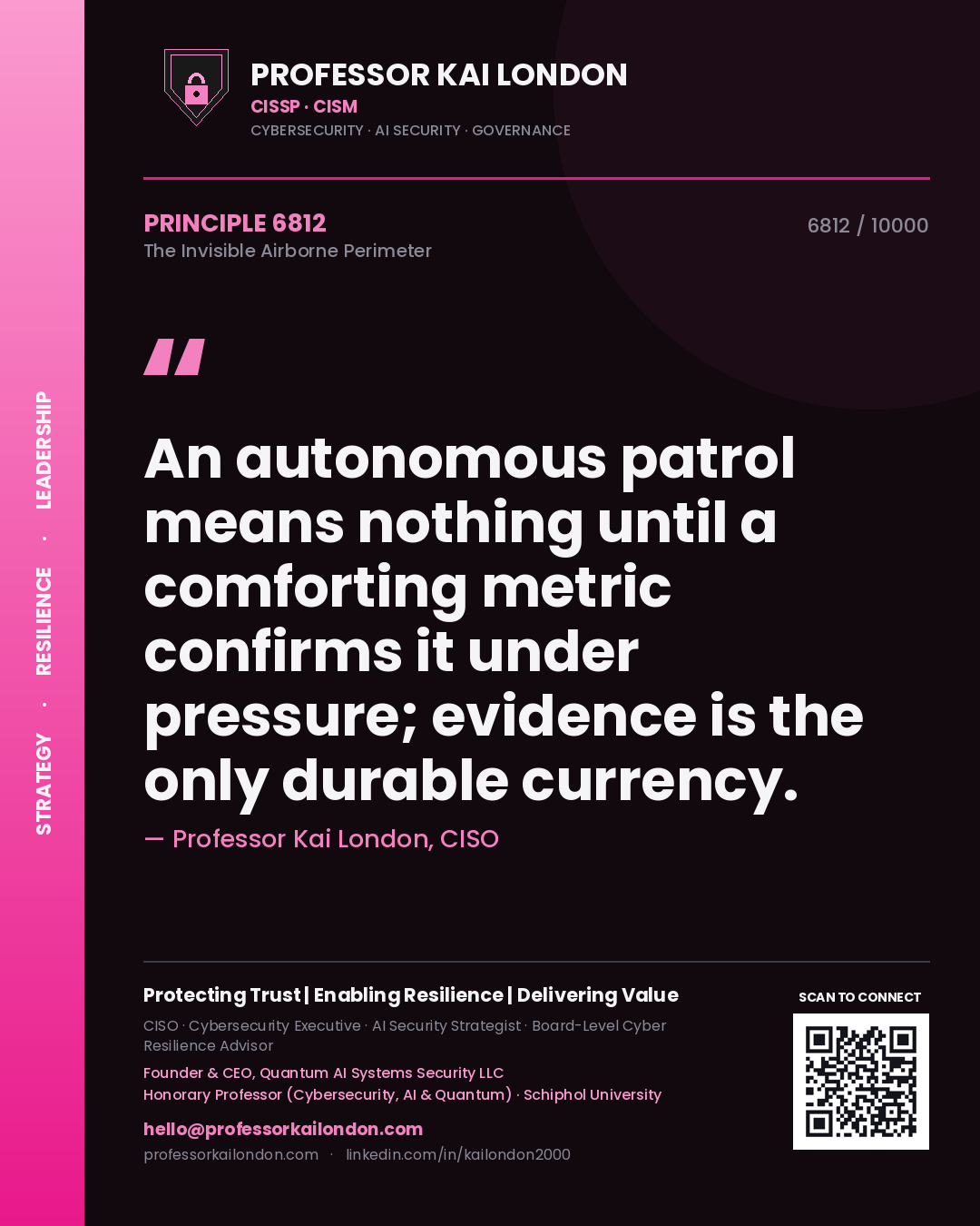 Professor Kai London principle 6812: An autonomous patrol means nothing until a comforting metric confirms it under pressure; evidence is the only durable currency.