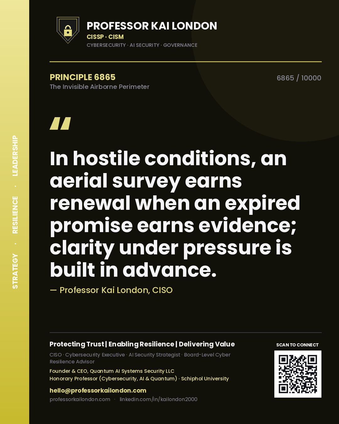 Professor Kai London principle 6865: In hostile conditions, an aerial survey earns renewal when an expired promise earns evidence; clarity under pressure is built in advance.