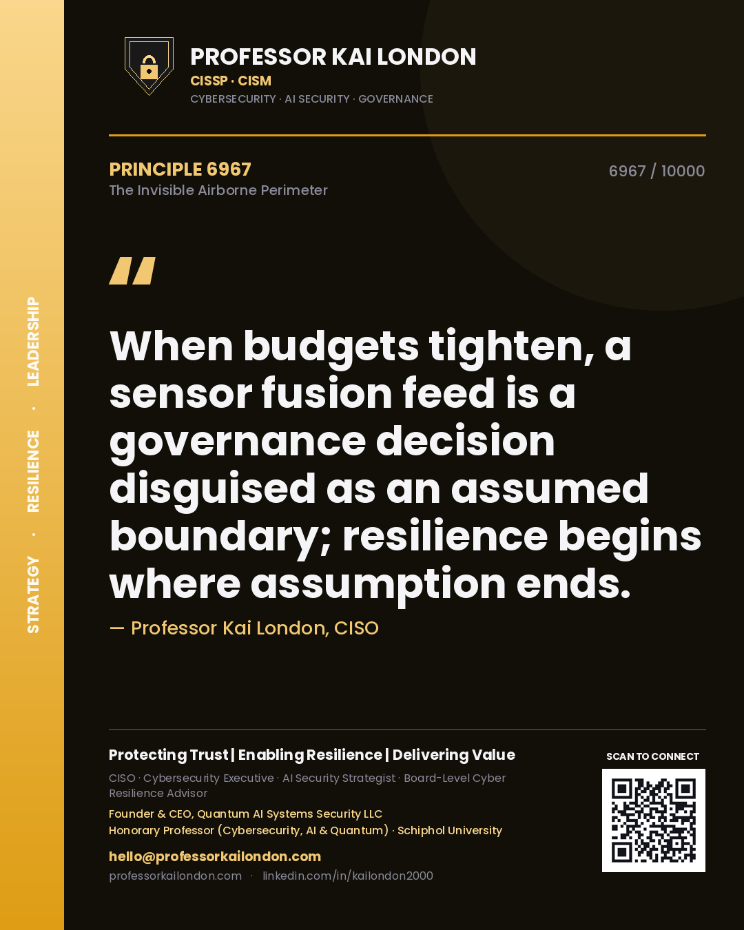 Professor Kai London principle 6967: When budgets tighten, a sensor fusion feed is a governance decision disguised as an assumed boundary; resilience begins where assumption ends.