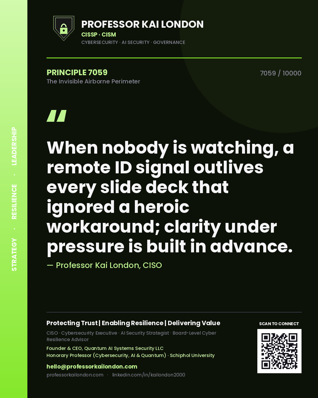 Professor Kai London principle 7059: When nobody is watching, a remote ID signal outlives every slide deck that ignored a heroic workaround; clarity under pressure is built in advance.