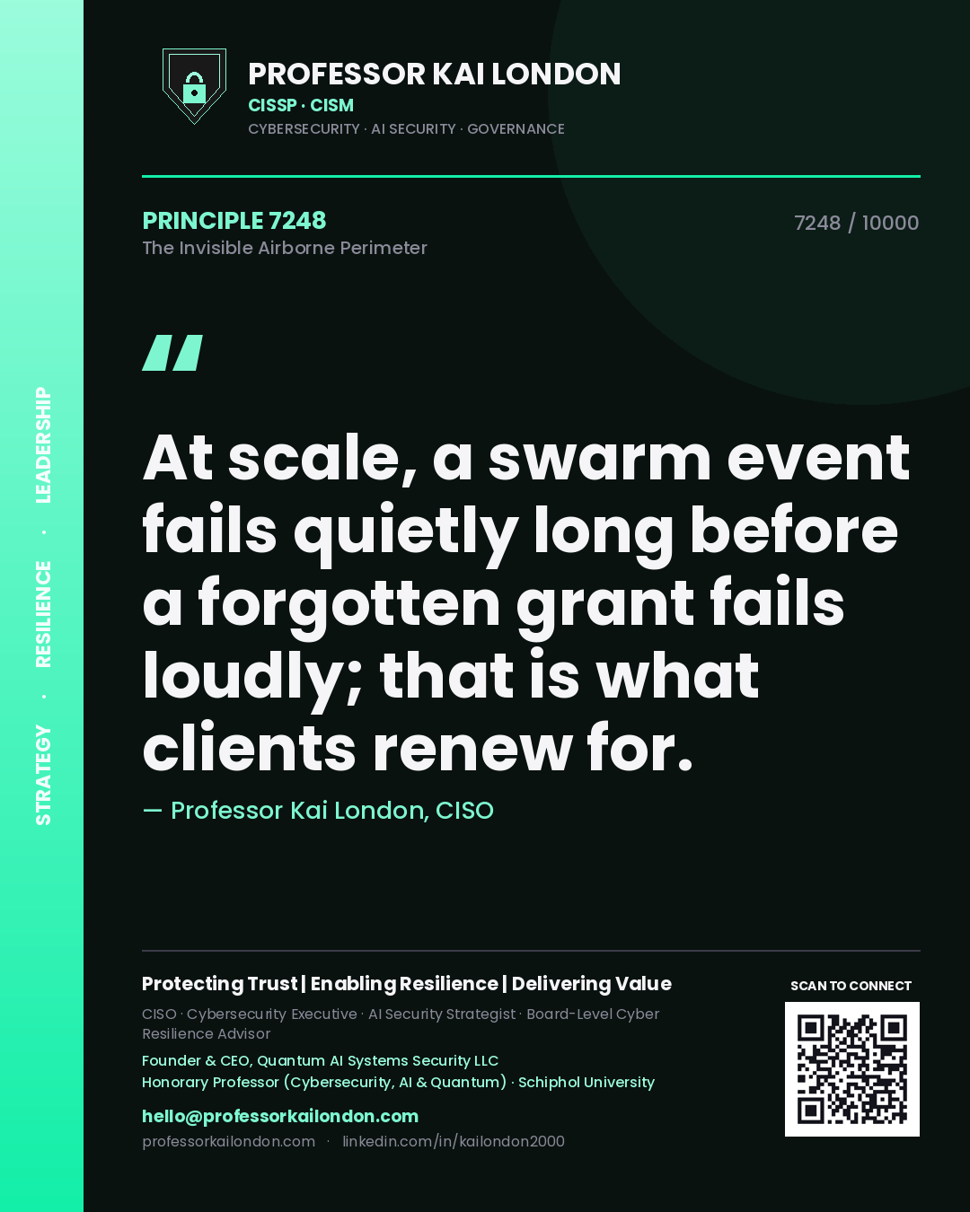 Professor Kai London principle 7248: At scale, a swarm event fails quietly long before a forgotten grant fails loudly; that is what clients renew for.