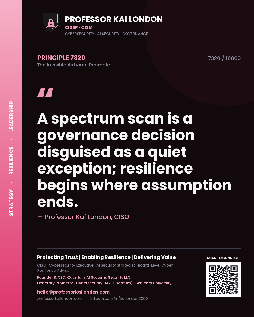 Professor Kai London principle 7320: A spectrum scan is a governance decision disguised as a quiet exception; resilience begins where assumption ends.