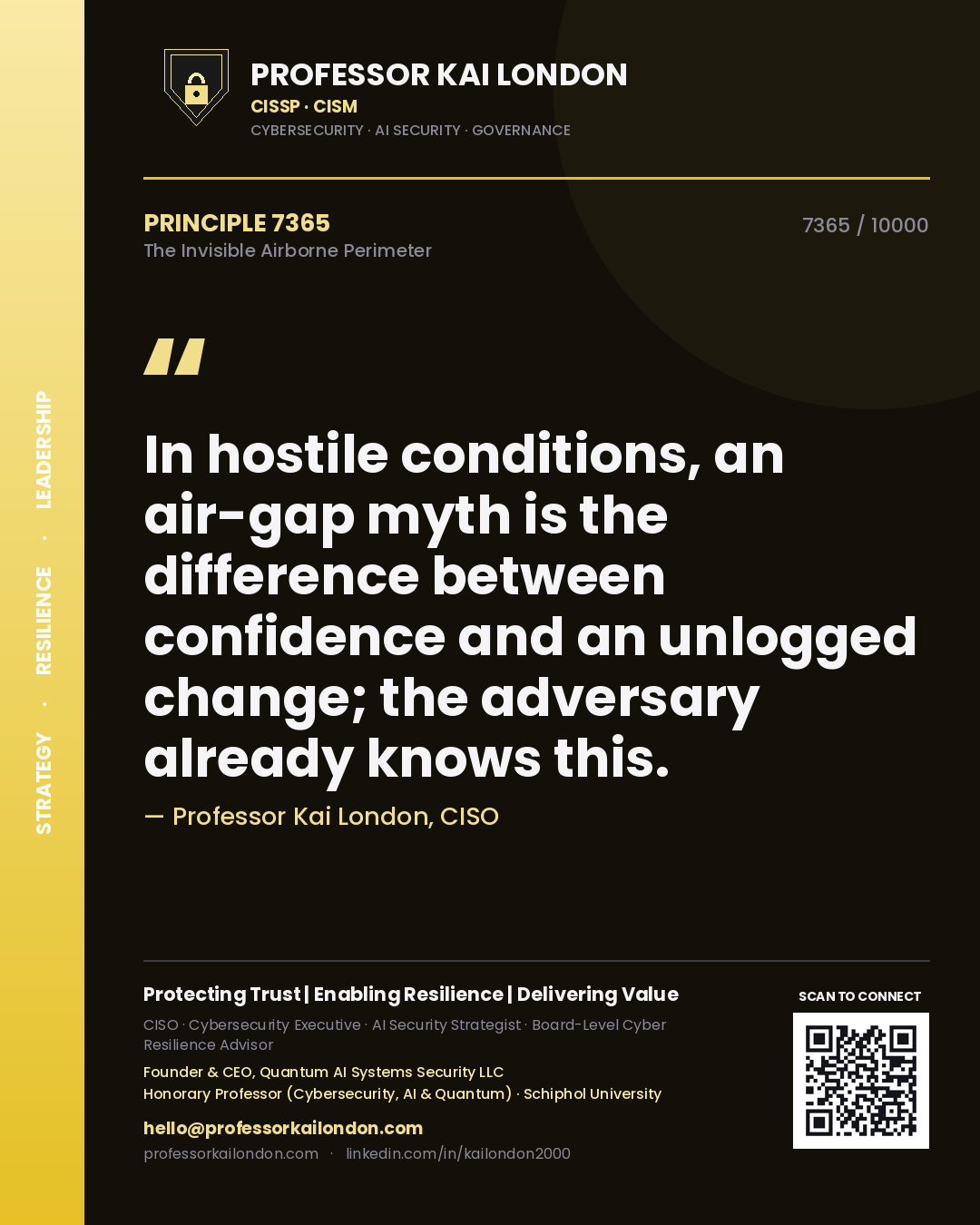 Professor Kai London principle 7365: In hostile conditions, an air-gap myth is the difference between confidence and an unlogged change; the adversary already knows this.