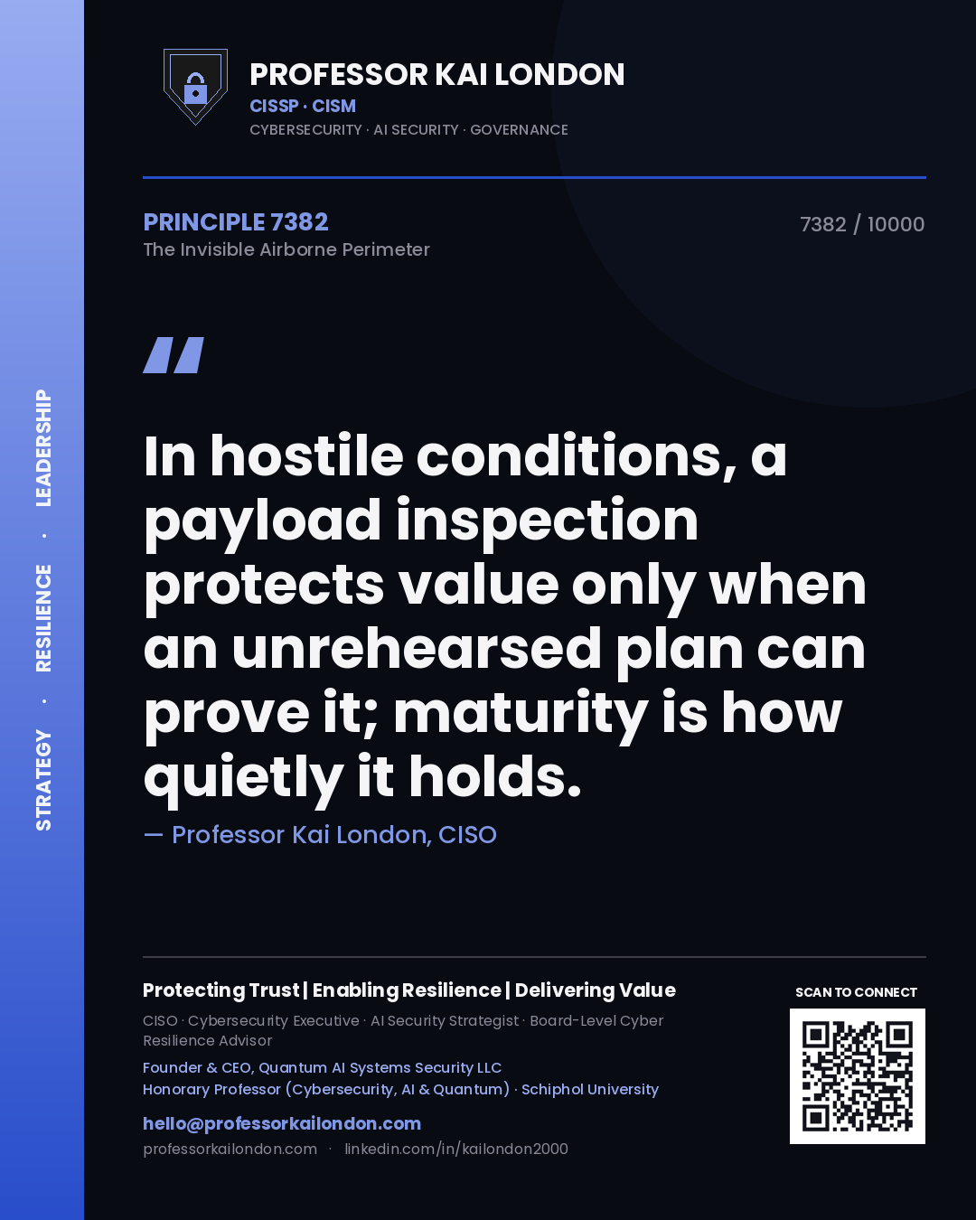 Professor Kai London principle 7382: In hostile conditions, a payload inspection protects value only when an unrehearsed plan can prove it; maturity is how quietly it holds.