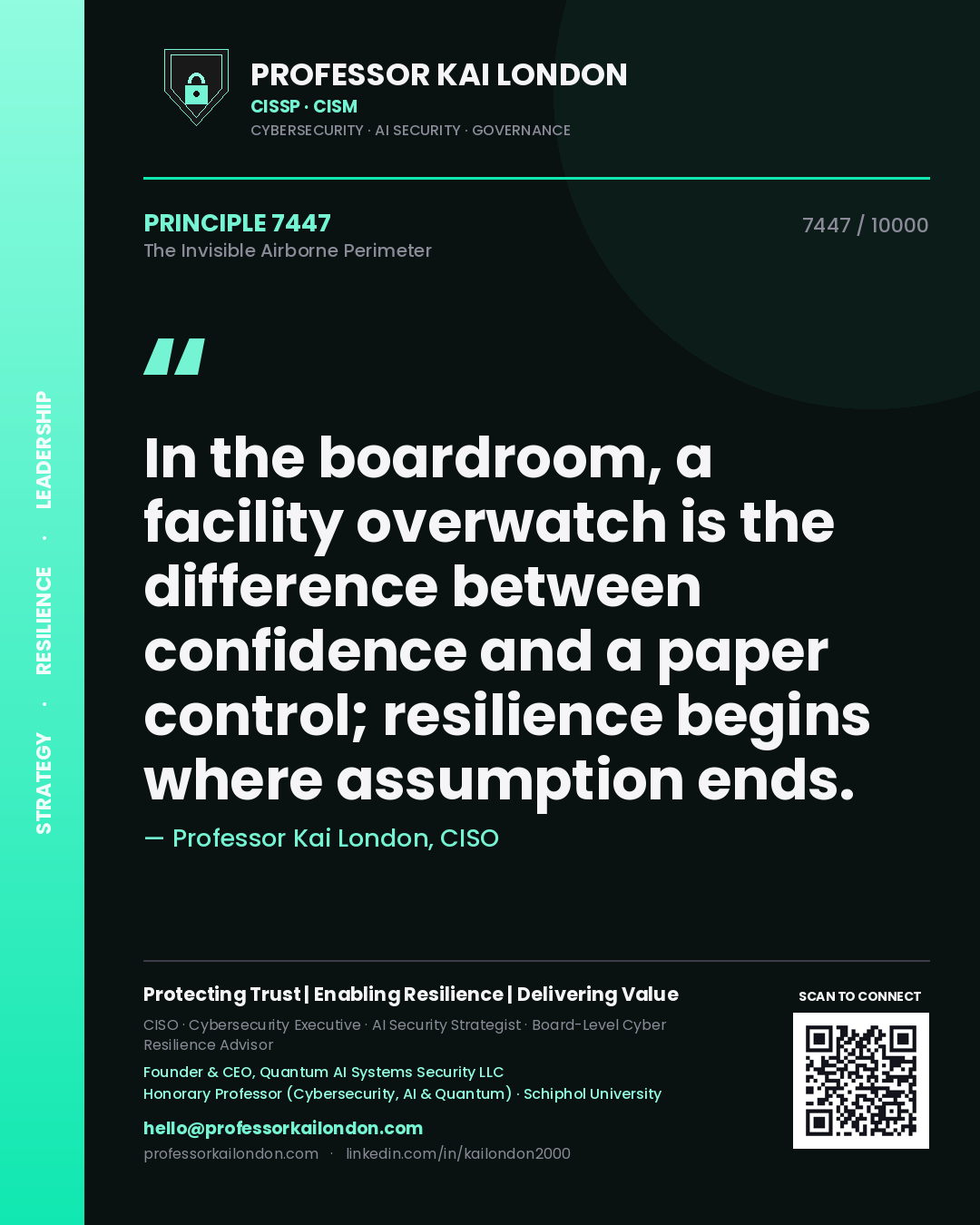 Professor Kai London principle 7447: In the boardroom, a facility overwatch is the difference between confidence and a paper control; resilience begins where assumption ends.