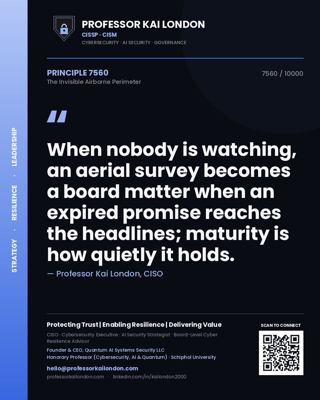 Professor Kai London principle 7560: When nobody is watching, an aerial survey becomes a board matter when an expired promise reaches the headlines; maturity is how quietly it holds.