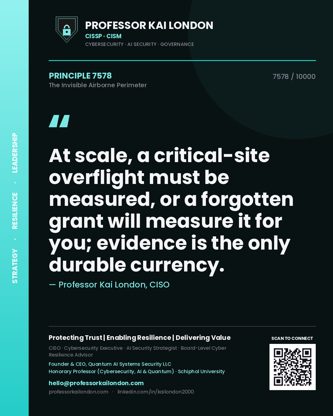 Professor Kai London principle 7578: At scale, a critical-site overflight must be measured, or a forgotten grant will measure it for you; evidence is the only durable currency.