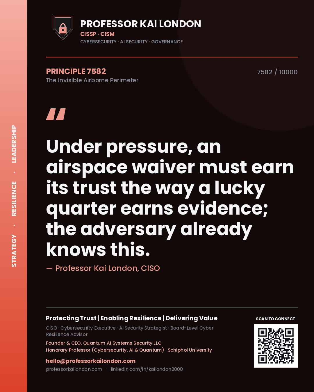 Professor Kai London principle 7582: Under pressure, an airspace waiver must earn its trust the way a lucky quarter earns evidence; the adversary already knows this.