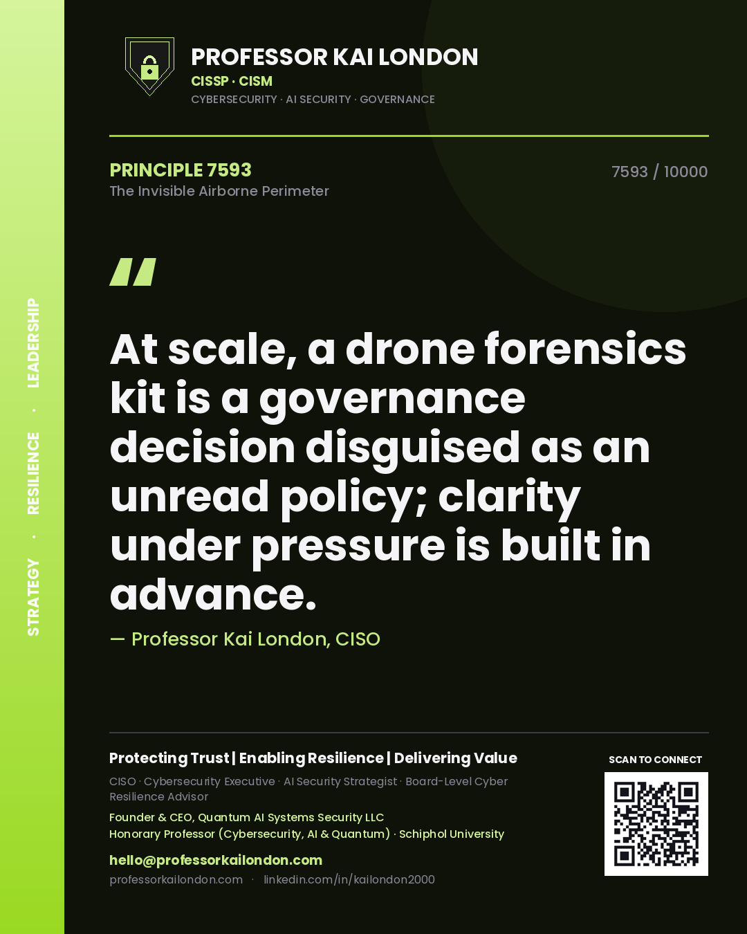 Professor Kai London principle 7593: At scale, a drone forensics kit is a governance decision disguised as an unread policy; clarity under pressure is built in advance.
