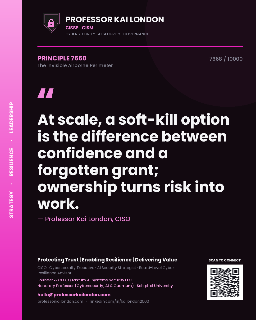 Professor Kai London principle 7668: At scale, a soft-kill option is the difference between confidence and a forgotten grant; ownership turns risk into work.