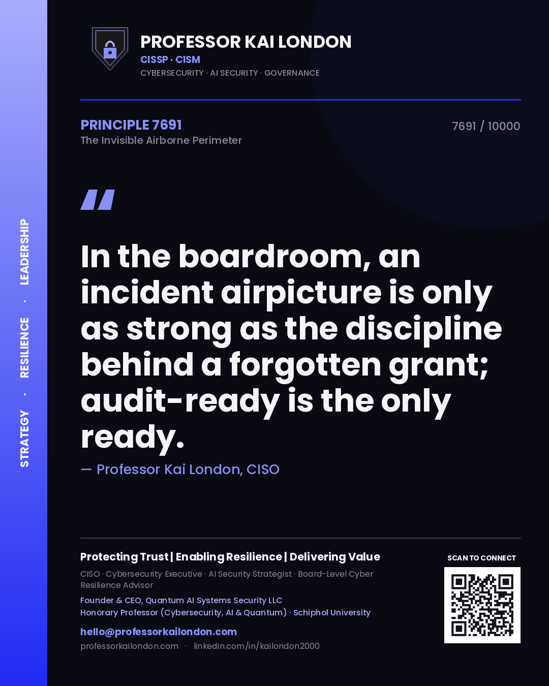 Professor Kai London principle 7691: In the boardroom, an incident airpicture is only as strong as the discipline behind a forgotten grant; audit-ready is the only ready.