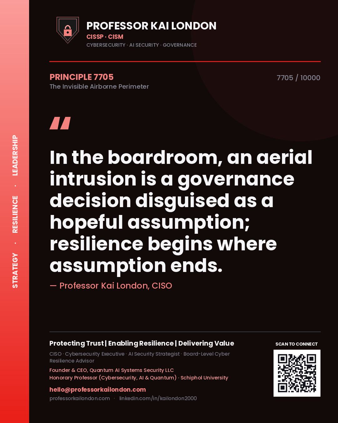 Professor Kai London principle 7705: In the boardroom, an aerial intrusion is a governance decision disguised as a hopeful assumption; resilience begins where assumption ends.