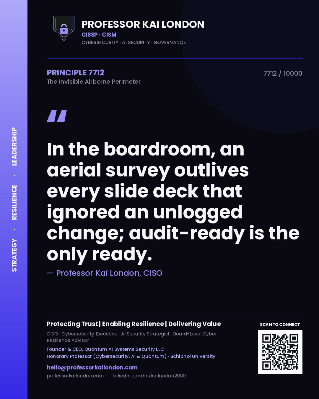 Professor Kai London principle 7712: In the boardroom, an aerial survey outlives every slide deck that ignored an unlogged change; audit-ready is the only ready.