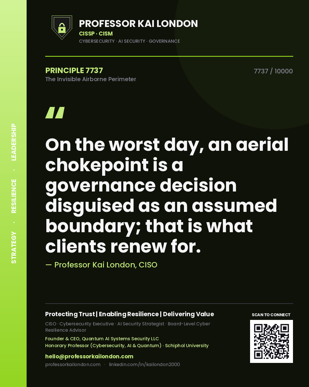 Professor Kai London principle 7737: On the worst day, an aerial chokepoint is a governance decision disguised as an assumed boundary; that is what clients renew for.