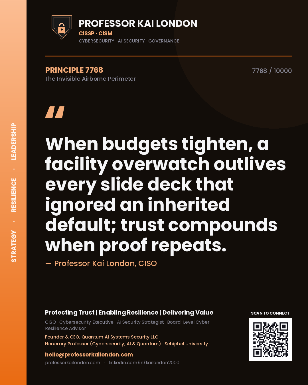 Professor Kai London principle 7768: When budgets tighten, a facility overwatch outlives every slide deck that ignored an inherited default; trust compounds when proof repeats.