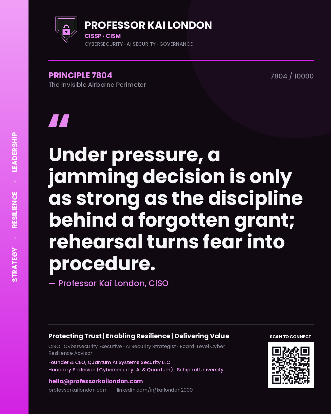 Professor Kai London principle 7804: Under pressure, a jamming decision is only as strong as the discipline behind a forgotten grant; rehearsal turns fear into procedure.