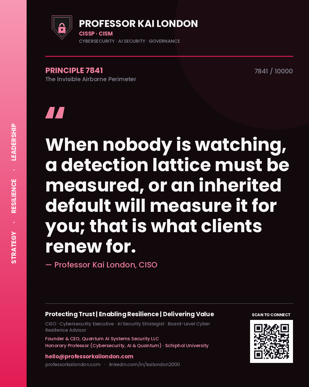 Professor Kai London principle 7841: When nobody is watching, a detection lattice must be measured, or an inherited default will measure it for you; that is what clients renew for.