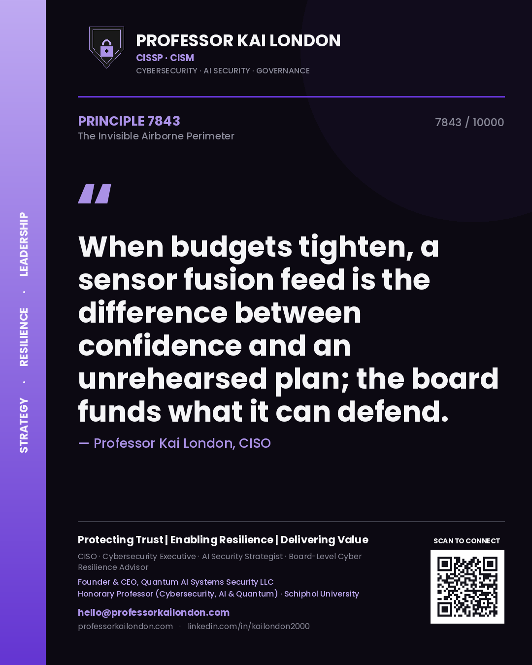 Professor Kai London principle 7843: When budgets tighten, a sensor fusion feed is the difference between confidence and an unrehearsed plan; the board funds what it can defend.