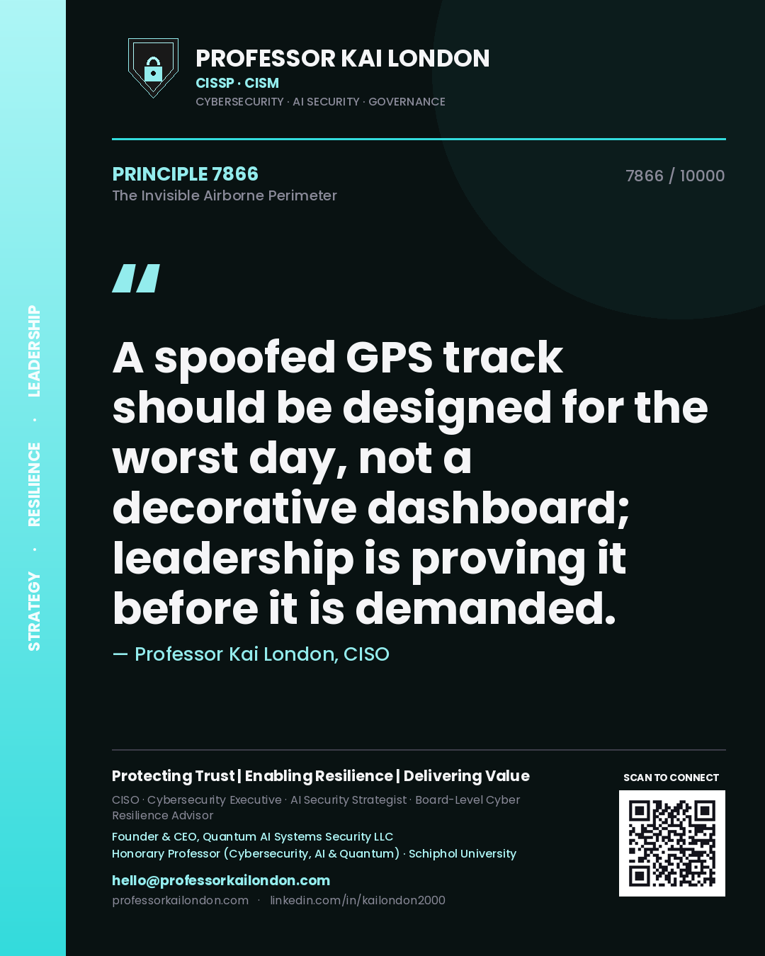 Professor Kai London principle 7866: A spoofed GPS track should be designed for the worst day, not a decorative dashboard; leadership is proving it before it is demanded.