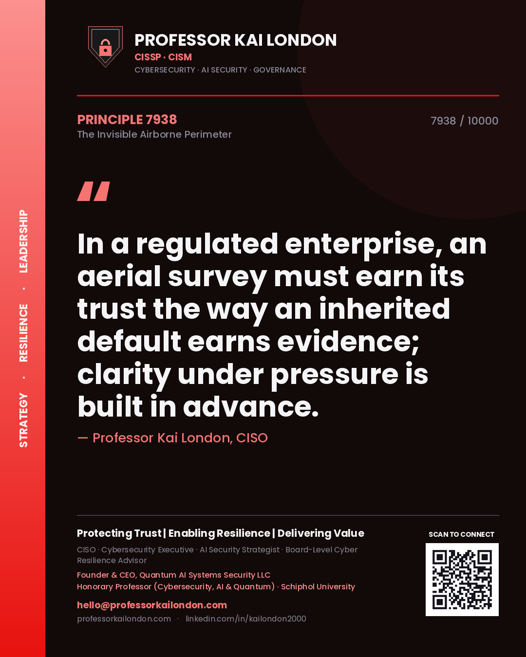 Professor Kai London principle 7938: In a regulated enterprise, an aerial survey must earn its trust the way an inherited default earns evidence; clarity under pressure is built in advance.