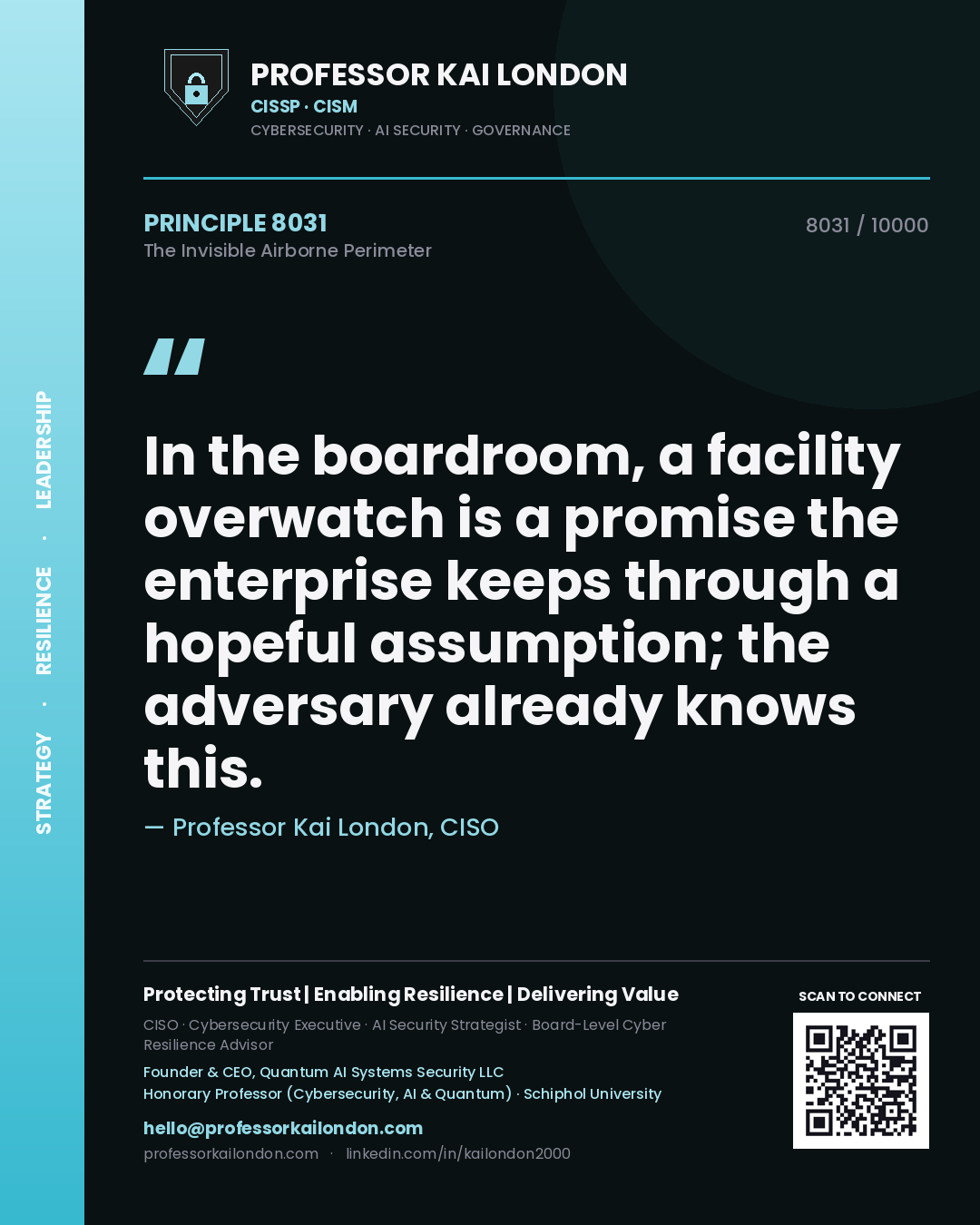 Professor Kai London principle 8031: In the boardroom, a facility overwatch is a promise the enterprise keeps through a hopeful assumption; the adversary already knows this.