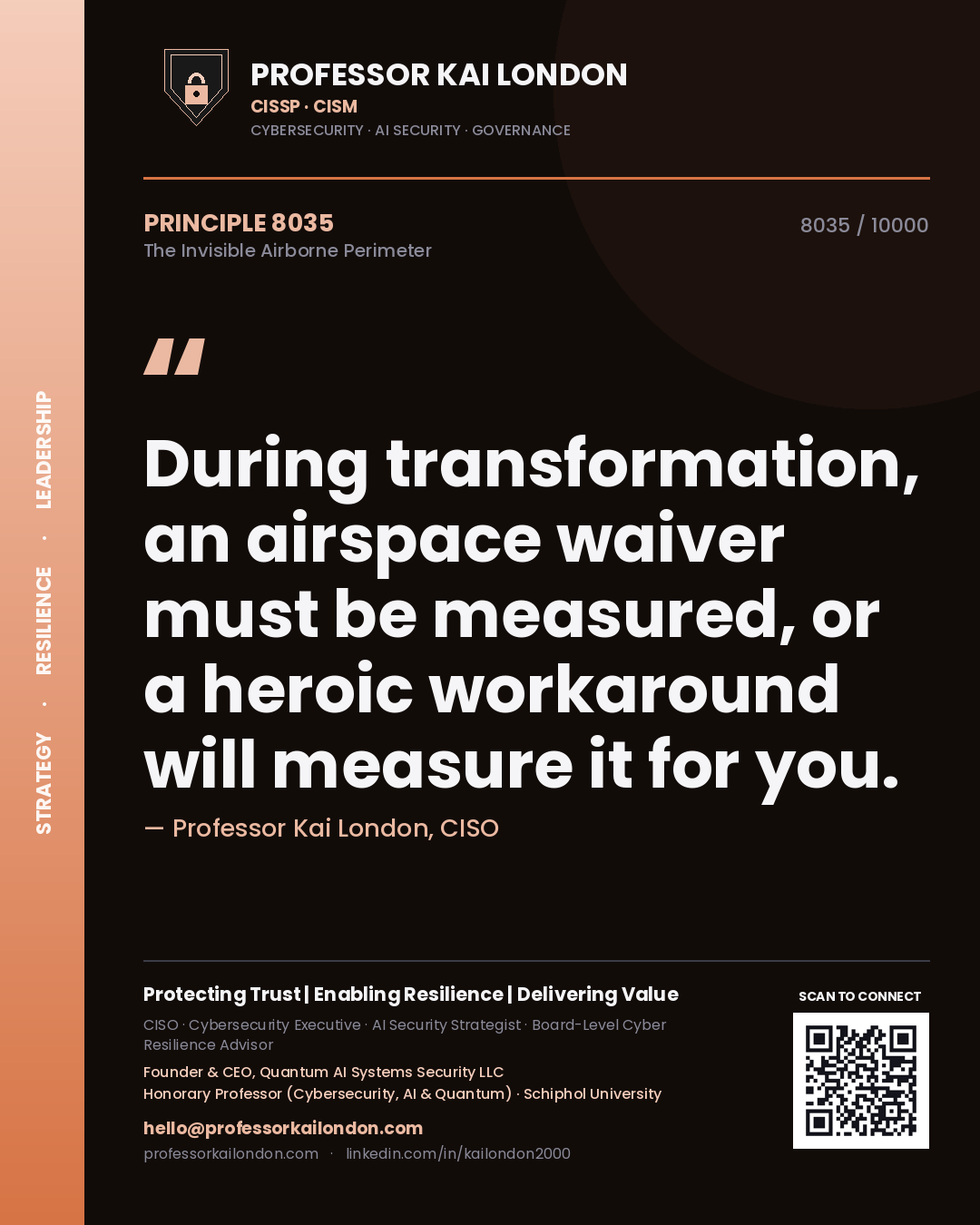 Professor Kai London principle 8035: During transformation, an airspace waiver must be measured, or a heroic workaround will measure it for you.