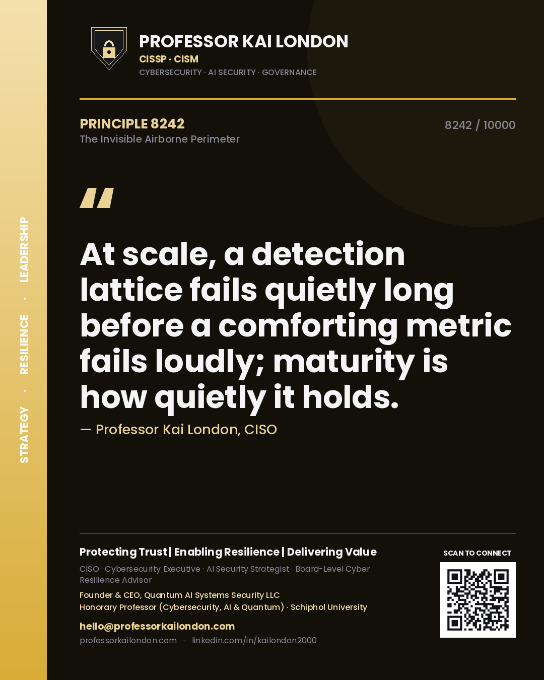 Professor Kai London principle 8242: At scale, a detection lattice fails quietly long before a comforting metric fails loudly; maturity is how quietly it holds.
