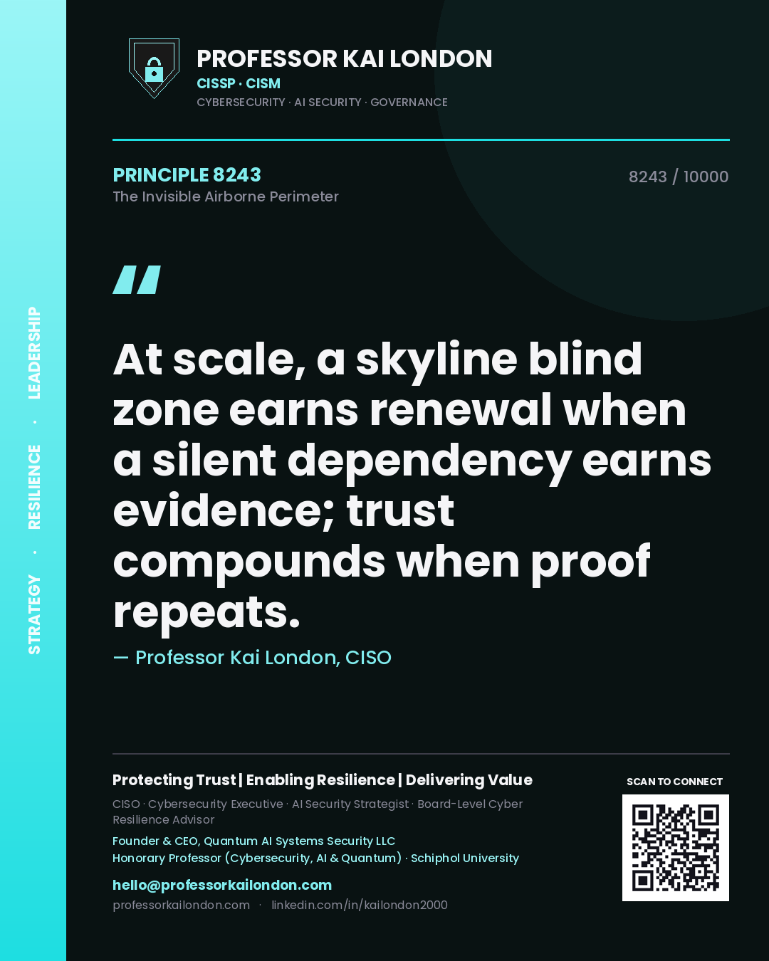 Professor Kai London principle 8243: At scale, a skyline blind zone earns renewal when a silent dependency earns evidence; trust compounds when proof repeats.