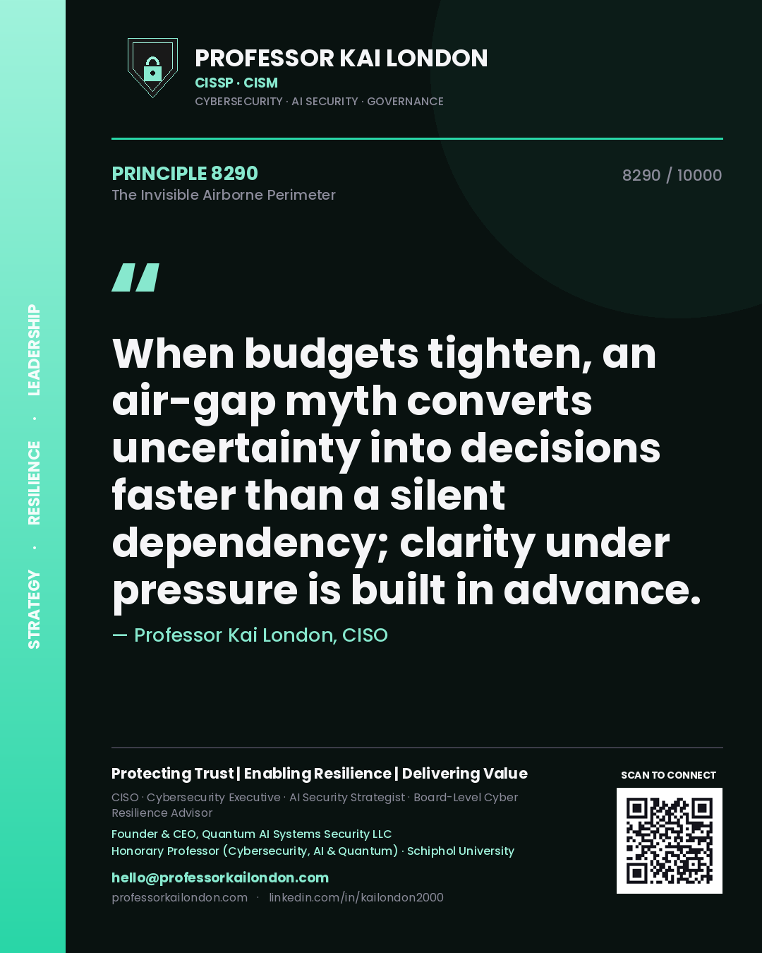 Professor Kai London principle 8290: When budgets tighten, an air-gap myth converts uncertainty into decisions faster than a silent dependency; clarity under pressure is built in advance.
