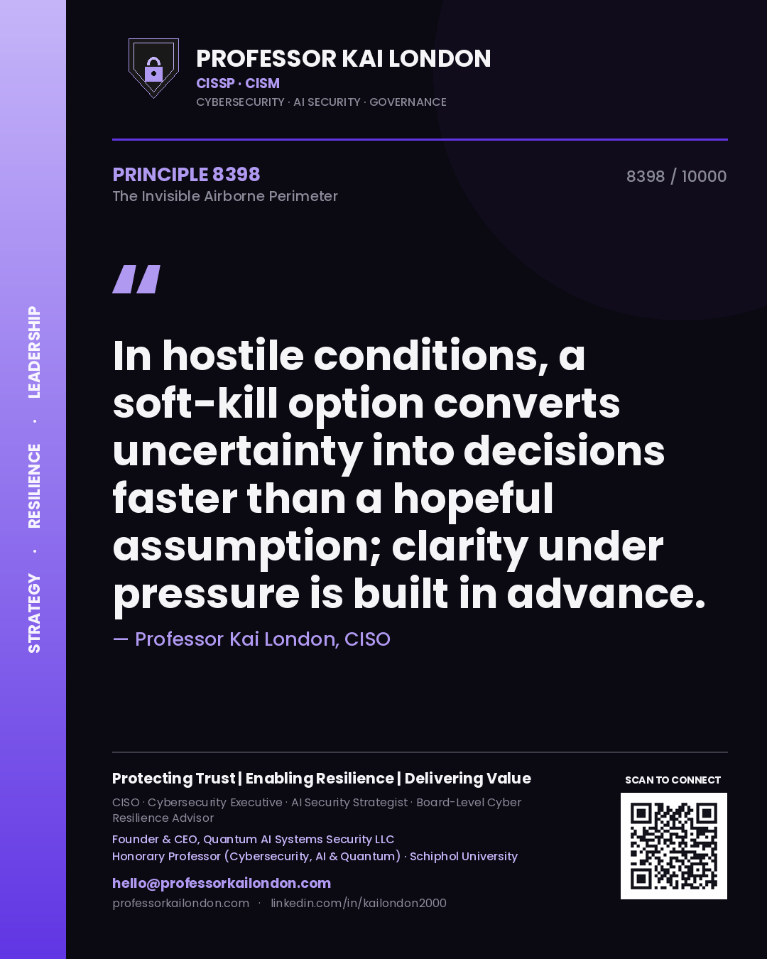 Professor Kai London principle 8398: In hostile conditions, a soft-kill option converts uncertainty into decisions faster than a hopeful assumption; clarity under pressure is built in advance.