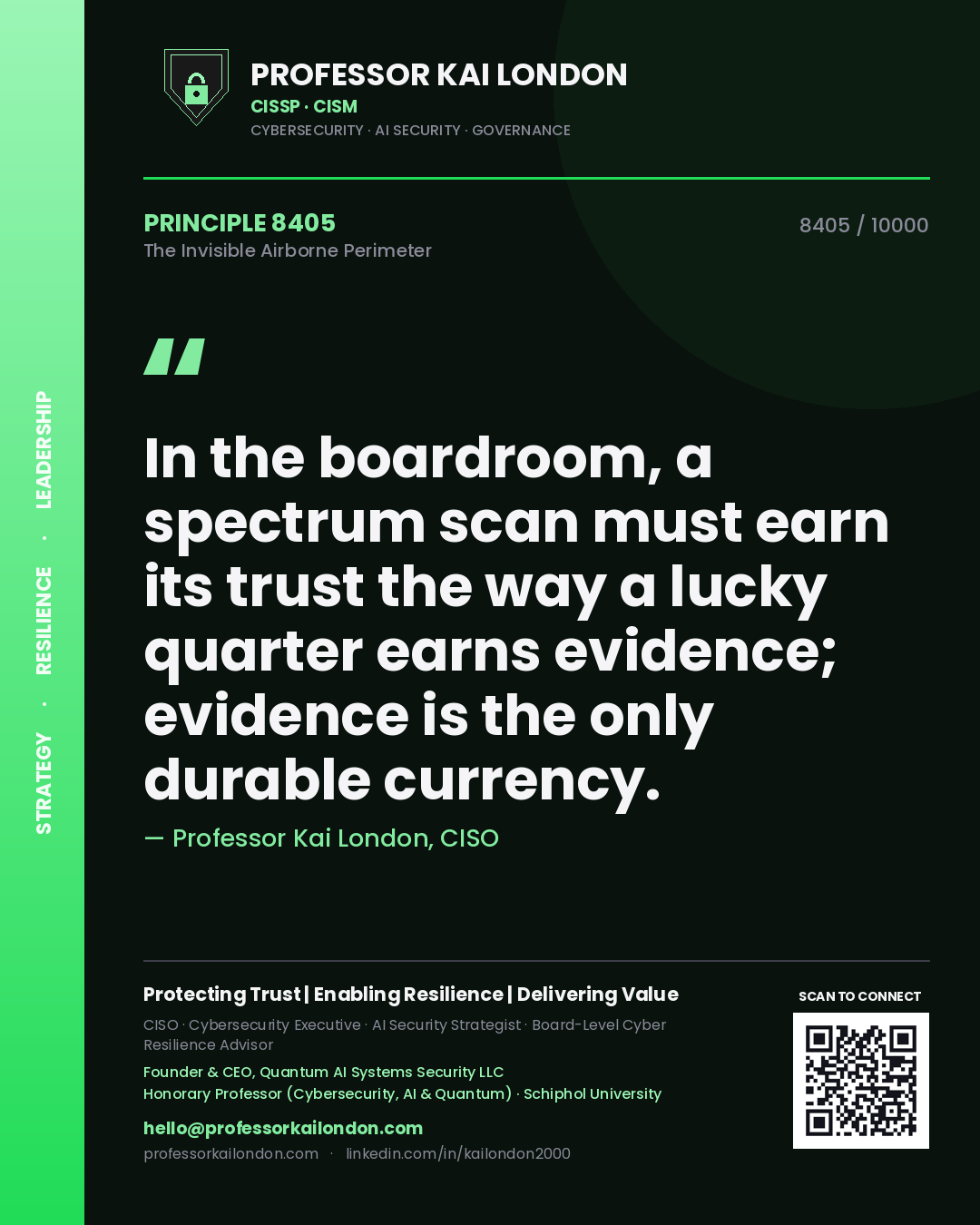 Professor Kai London principle 8405: In the boardroom, a spectrum scan must earn its trust the way a lucky quarter earns evidence; evidence is the only durable currency.
