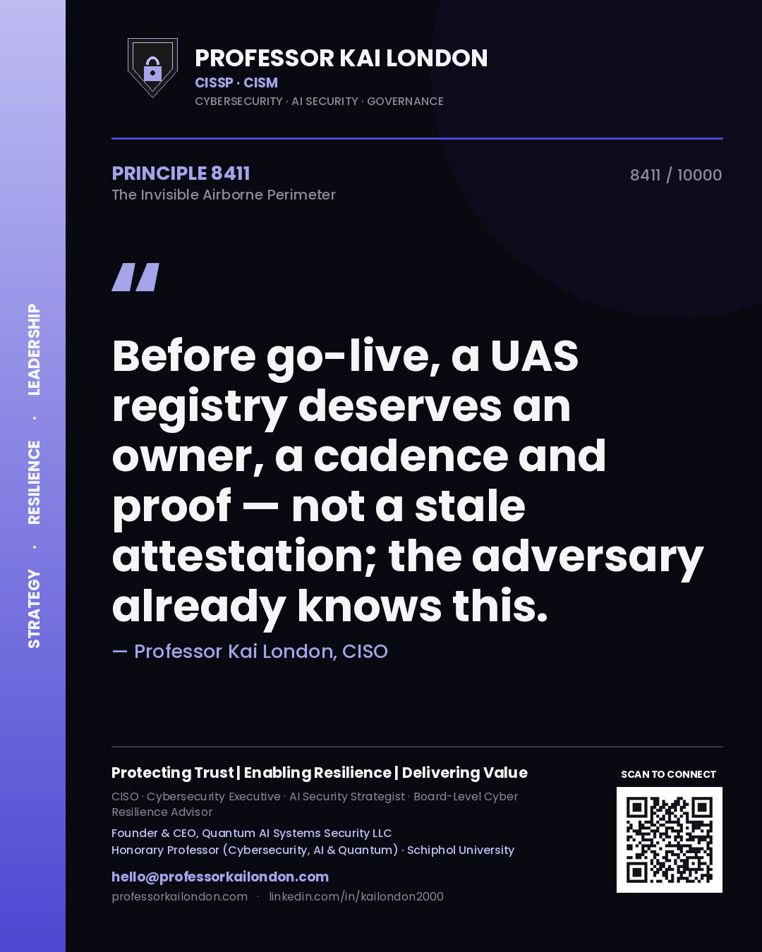 Professor Kai London principle 8411: Before go-live, a UAS registry deserves an owner, a cadence and proof — not a stale attestation; the adversary already knows this.