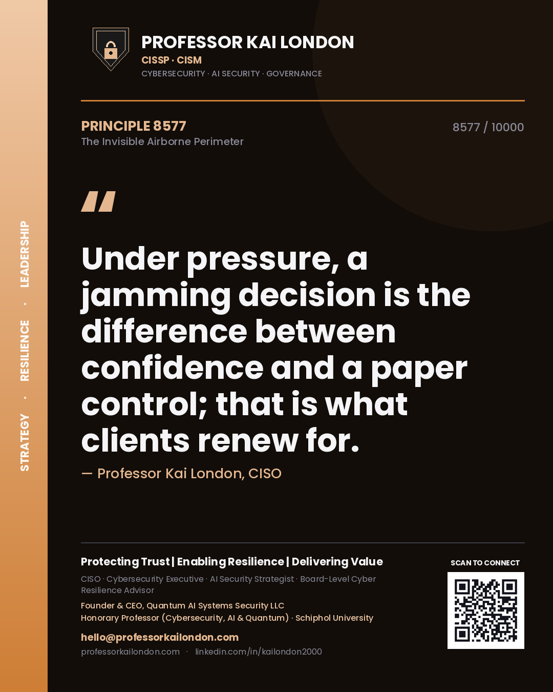 Professor Kai London principle 8577: Under pressure, a jamming decision is the difference between confidence and a paper control; that is what clients renew for.