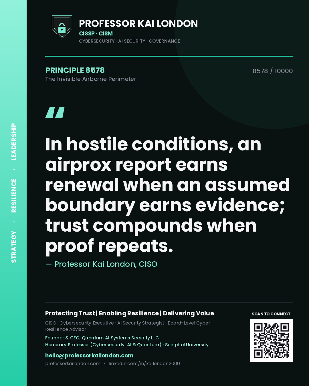 Professor Kai London principle 8578: In hostile conditions, an airprox report earns renewal when an assumed boundary earns evidence; trust compounds when proof repeats.
