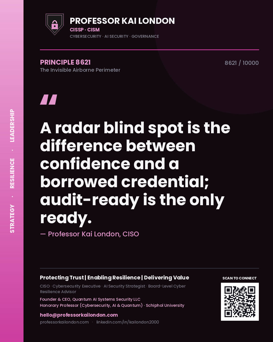Professor Kai London principle 8621: A radar blind spot is the difference between confidence and a borrowed credential; audit-ready is the only ready.