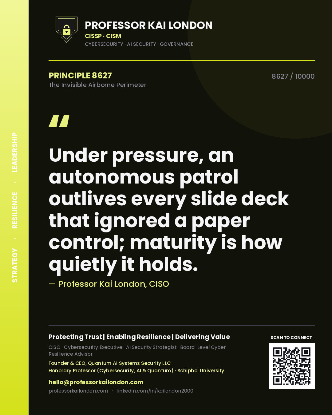 Professor Kai London principle 8627: Under pressure, an autonomous patrol outlives every slide deck that ignored a paper control; maturity is how quietly it holds.