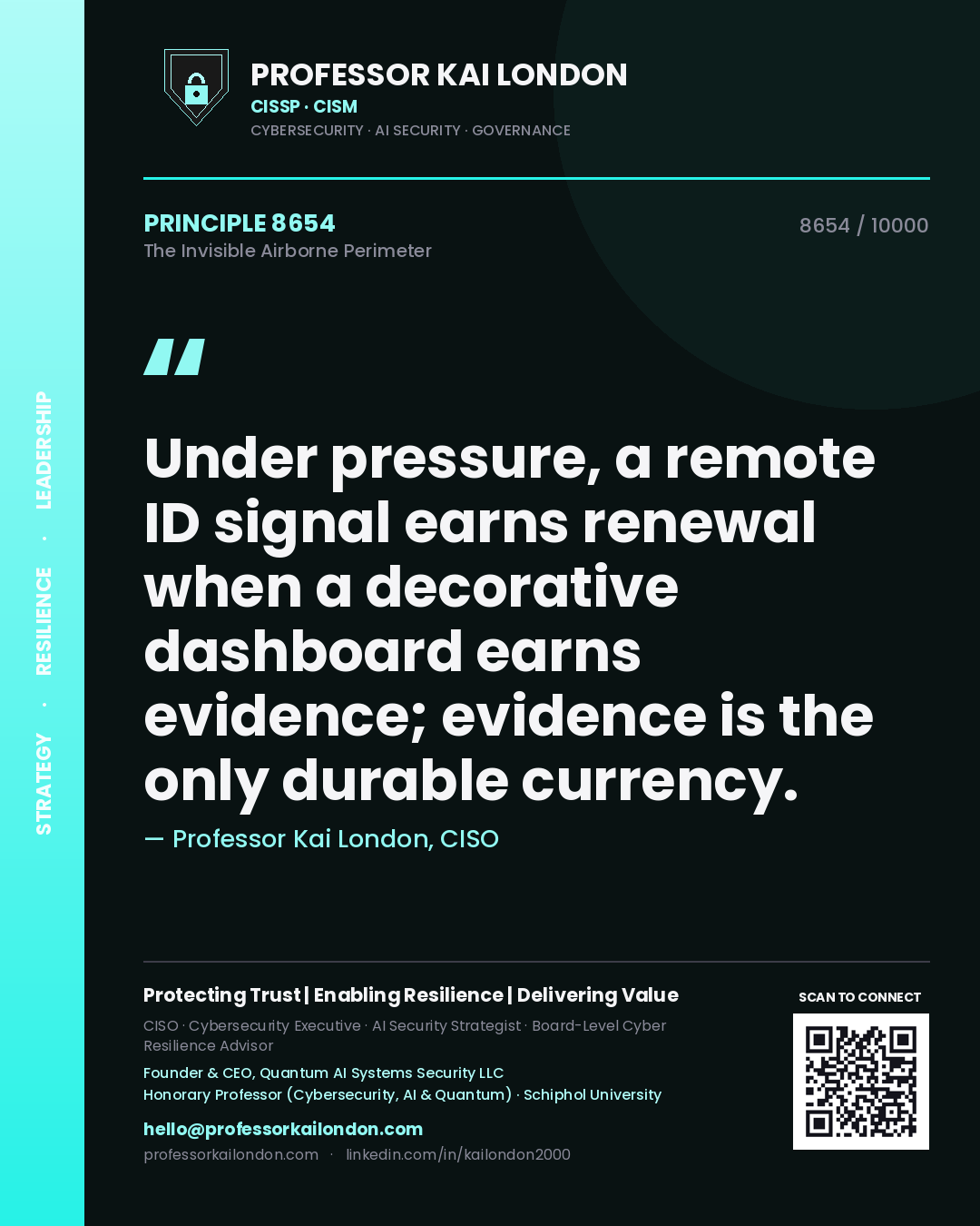 Professor Kai London principle 8654: Under pressure, a remote ID signal earns renewal when a decorative dashboard earns evidence; evidence is the only durable currency.