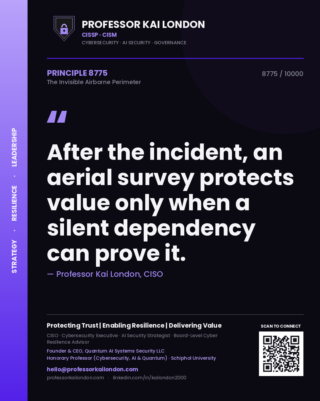 Professor Kai London principle 8775: After the incident, an aerial survey protects value only when a silent dependency can prove it.
