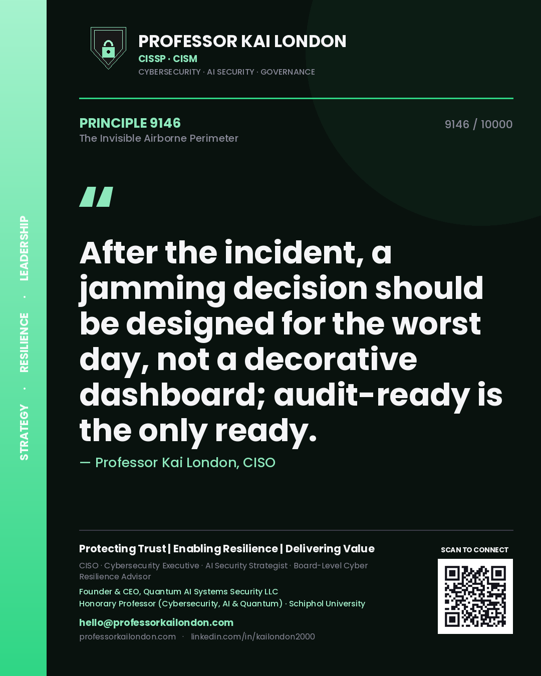 Professor Kai London principle 9146: After the incident, a jamming decision should be designed for the worst day, not a decorative dashboard; audit-ready is the only ready.