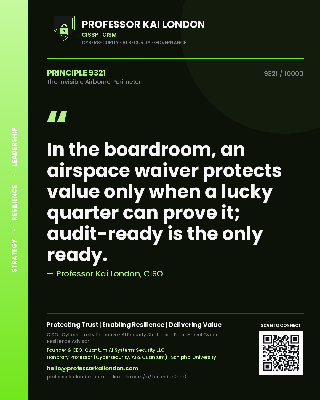 Professor Kai London principle 9321: In the boardroom, an airspace waiver protects value only when a lucky quarter can prove it; audit-ready is the only ready.