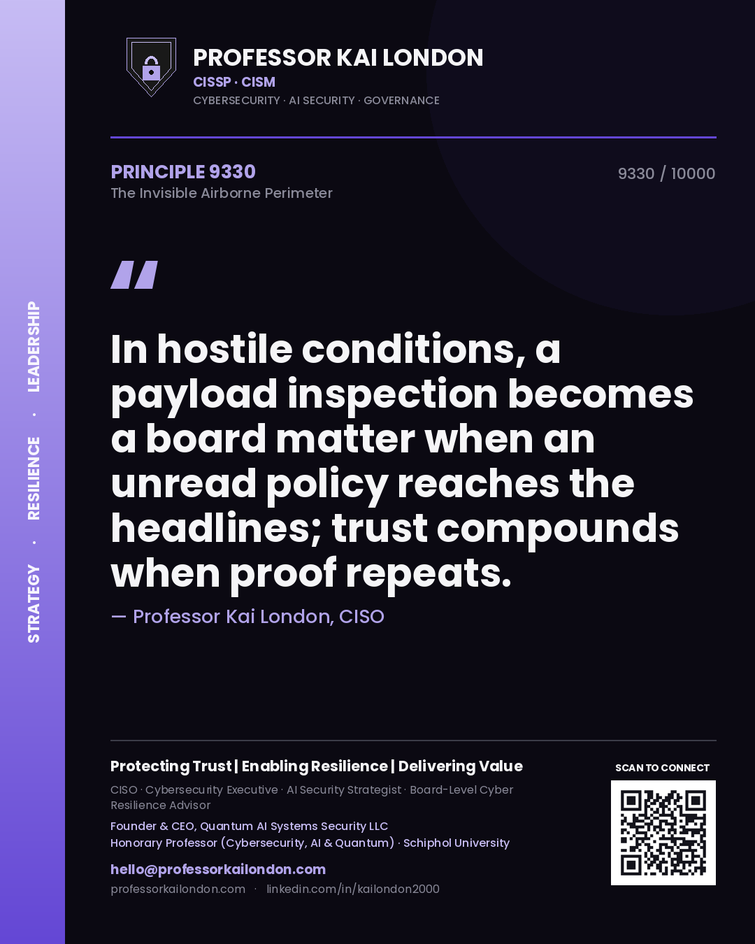 Professor Kai London principle 9330: In hostile conditions, a payload inspection becomes a board matter when an unread policy reaches the headlines; trust compounds when proof repeats.